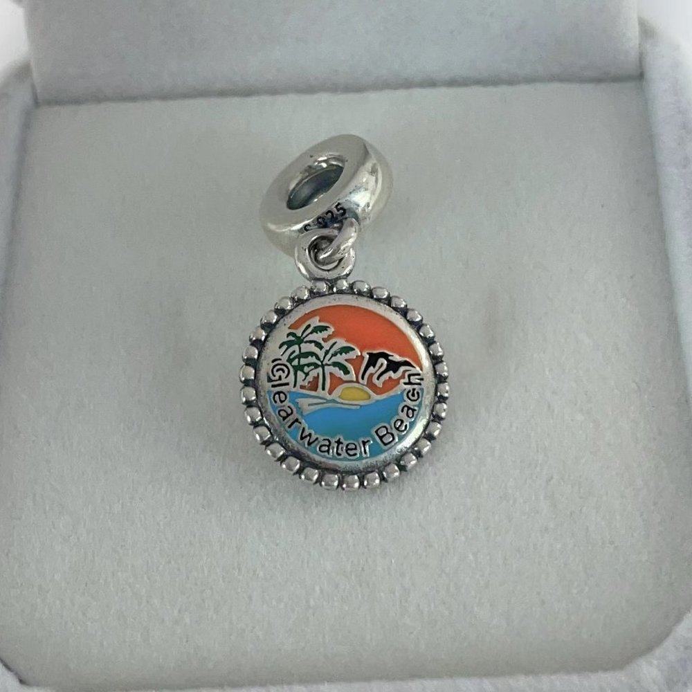Pandora Clearwater Beach Florida Exclusive Dangle Charm Pendant with Pandora Box